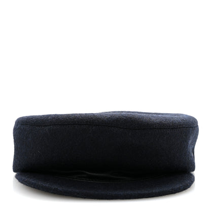Hermes Wool Calfskin Dani Cap 57 Marine Black 3 of 11