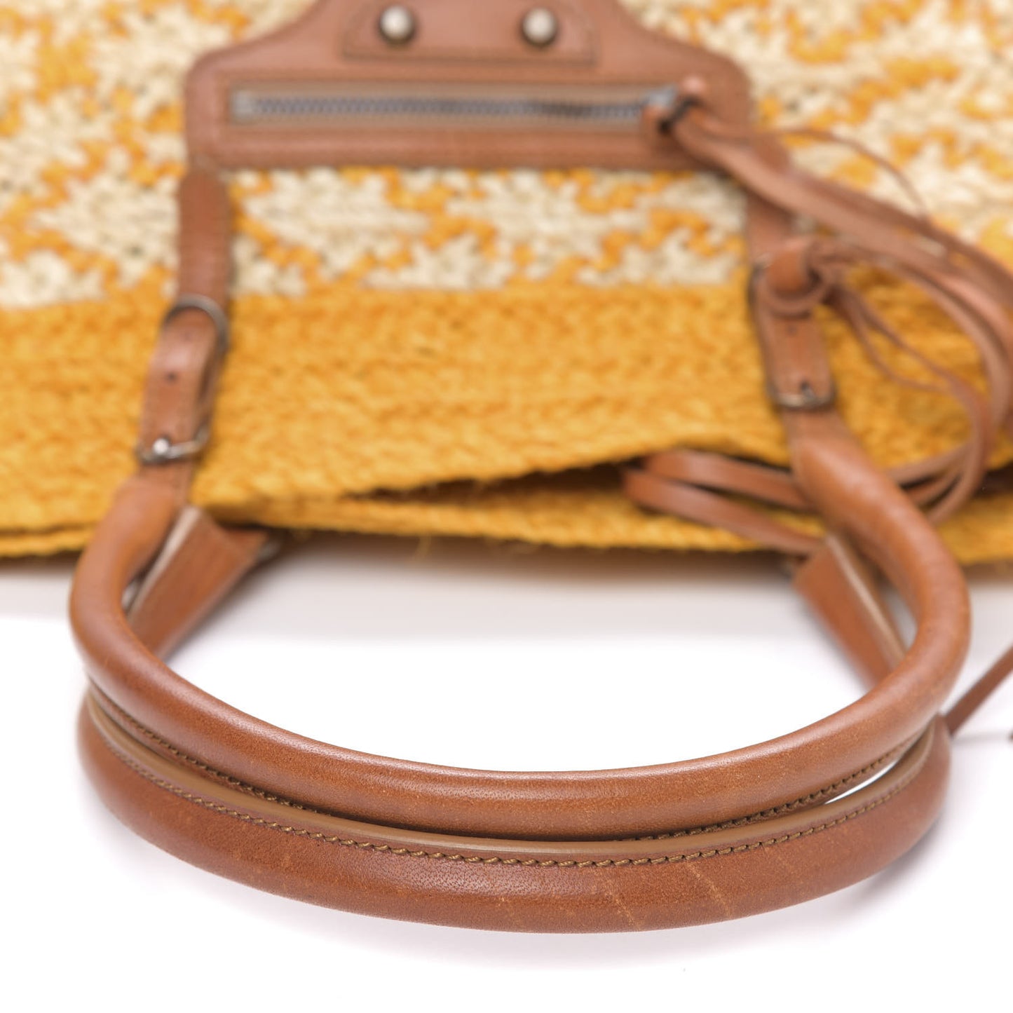 Straw Panier Basket Tote Yellow