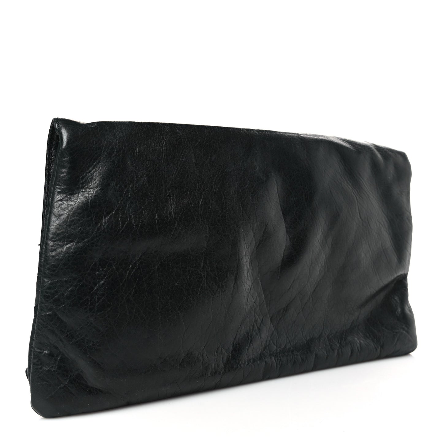 Agneau Giant 21 Silver Hardware Envelope Clutch Black