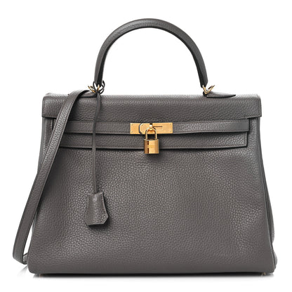 Hermes Taurillon Clemence Kelly Retourne 35 Etain 1 of 12