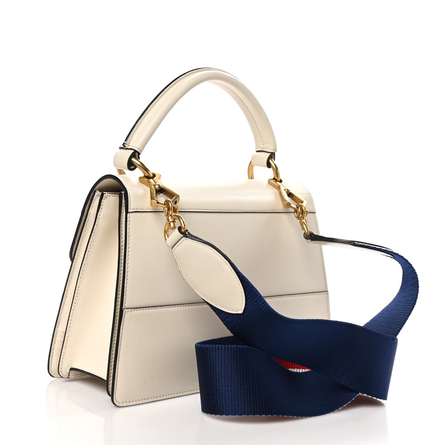 Calfskin Sylvie Web Small Queen Margaret Top Handle Bag White