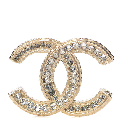 Chanel Crystal CC Brooch Light Gold 1 of 5