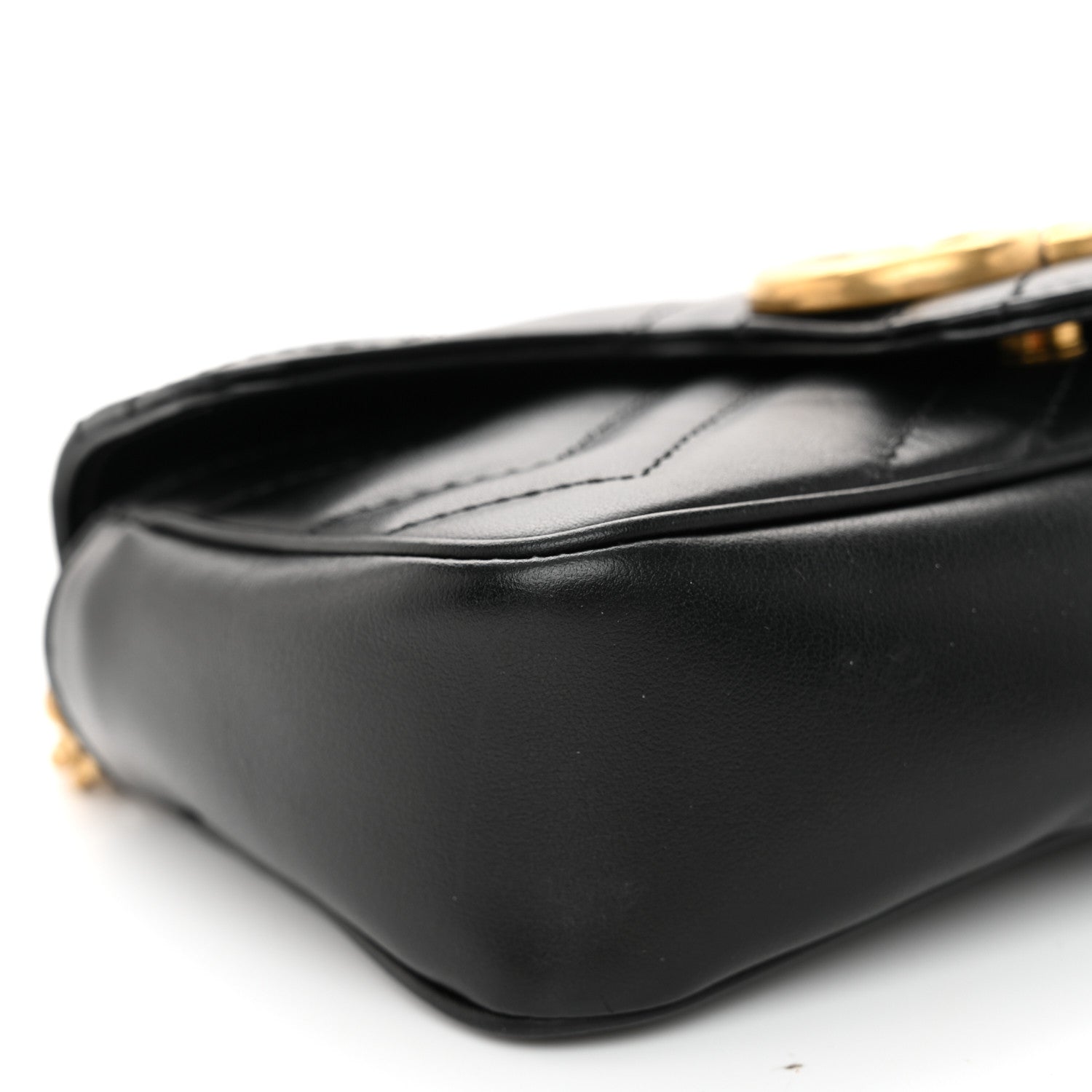Gucci Calfskin Matelasse Super Mini GG Marmont Shoulder Bag Black 9 of 11