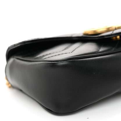 Gucci Calfskin Matelasse Super Mini GG Marmont Shoulder Bag Black 9 of 11