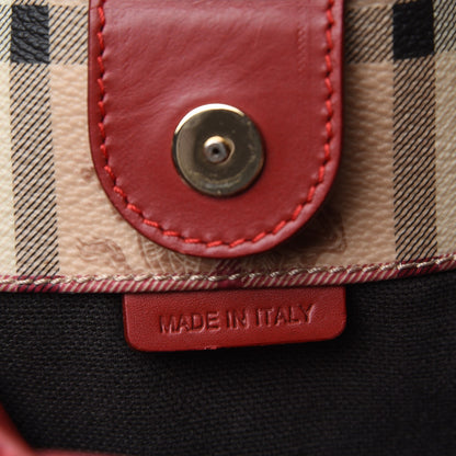Burberry Haymarket Check Small Canterbury Tote Coral Red 5 of 10
