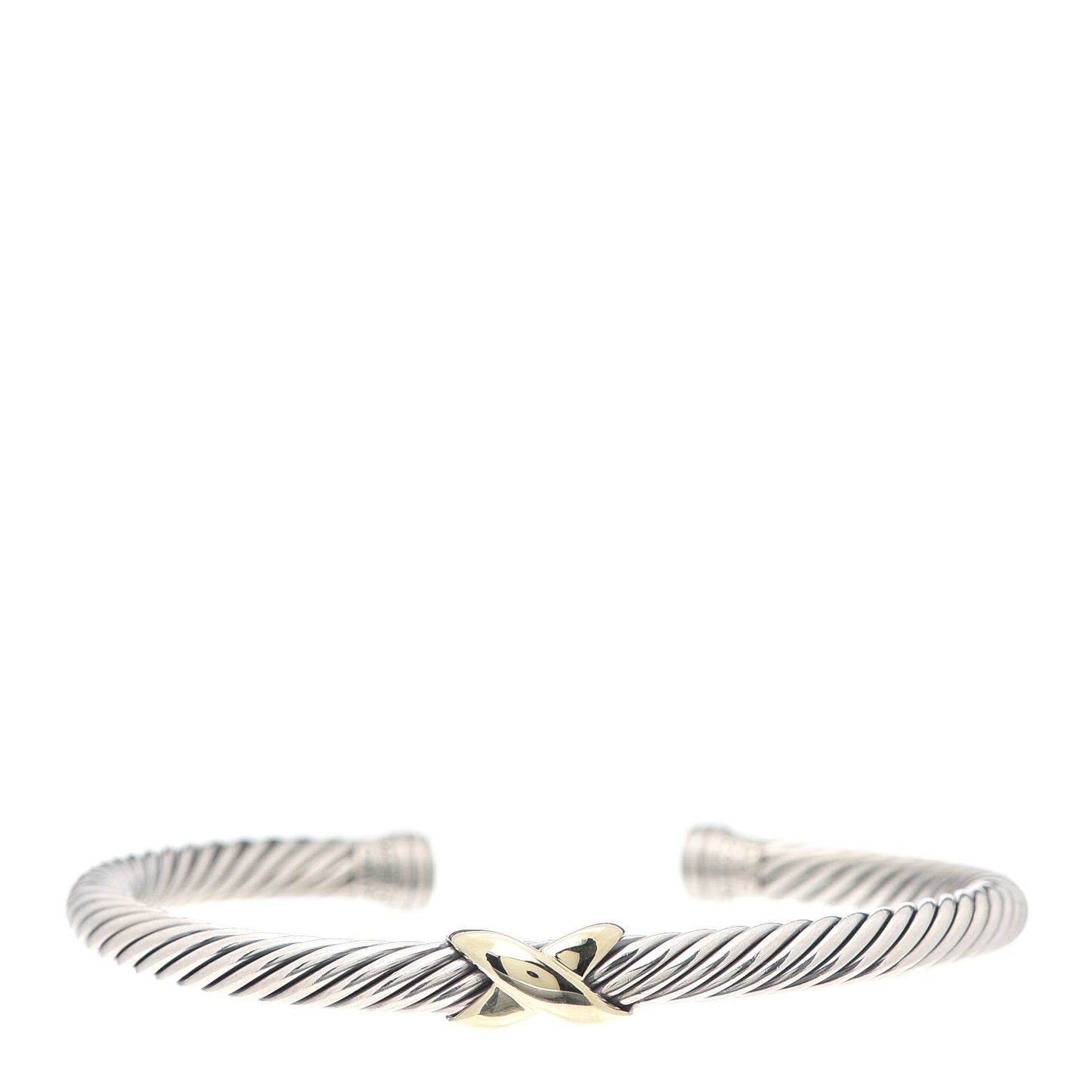 Sterling Silver 14K Yellow Gold 5mm X Station Cable Bracelet
