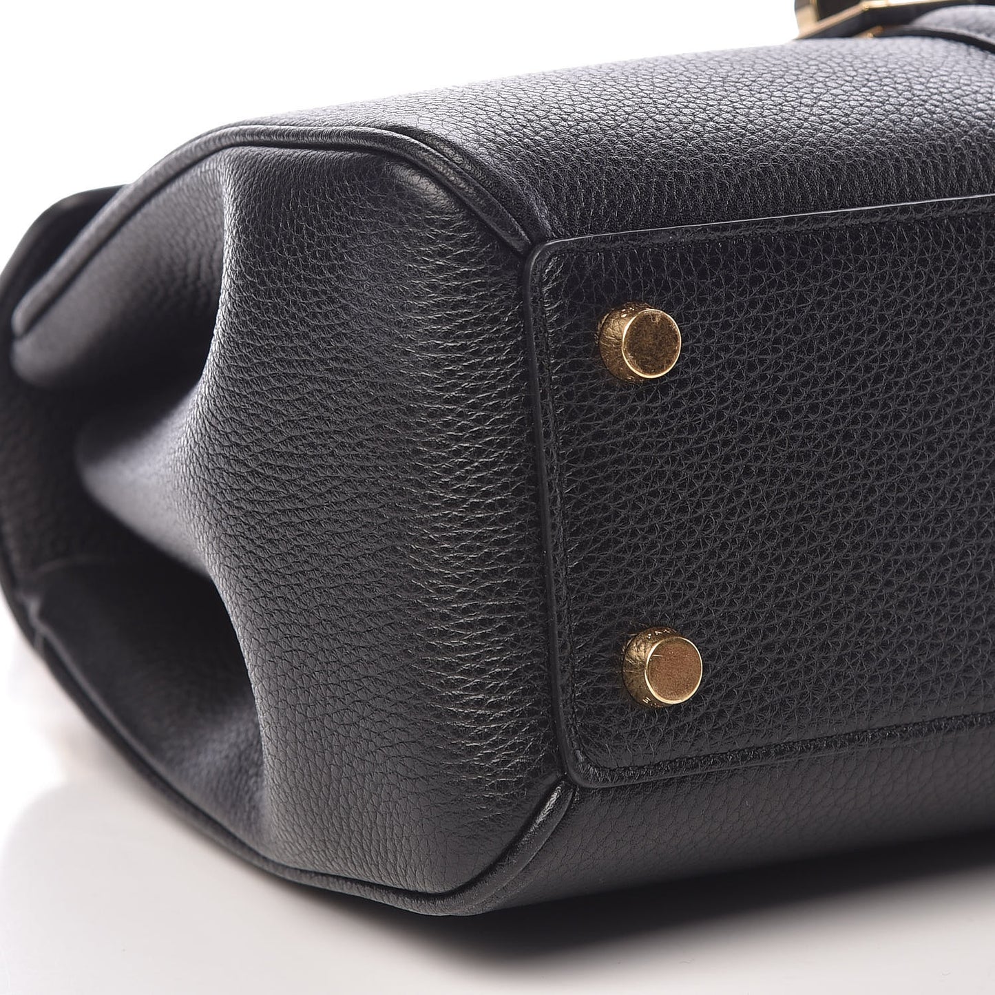 Grained Calfskin Small 16 Top Handle Bag Black