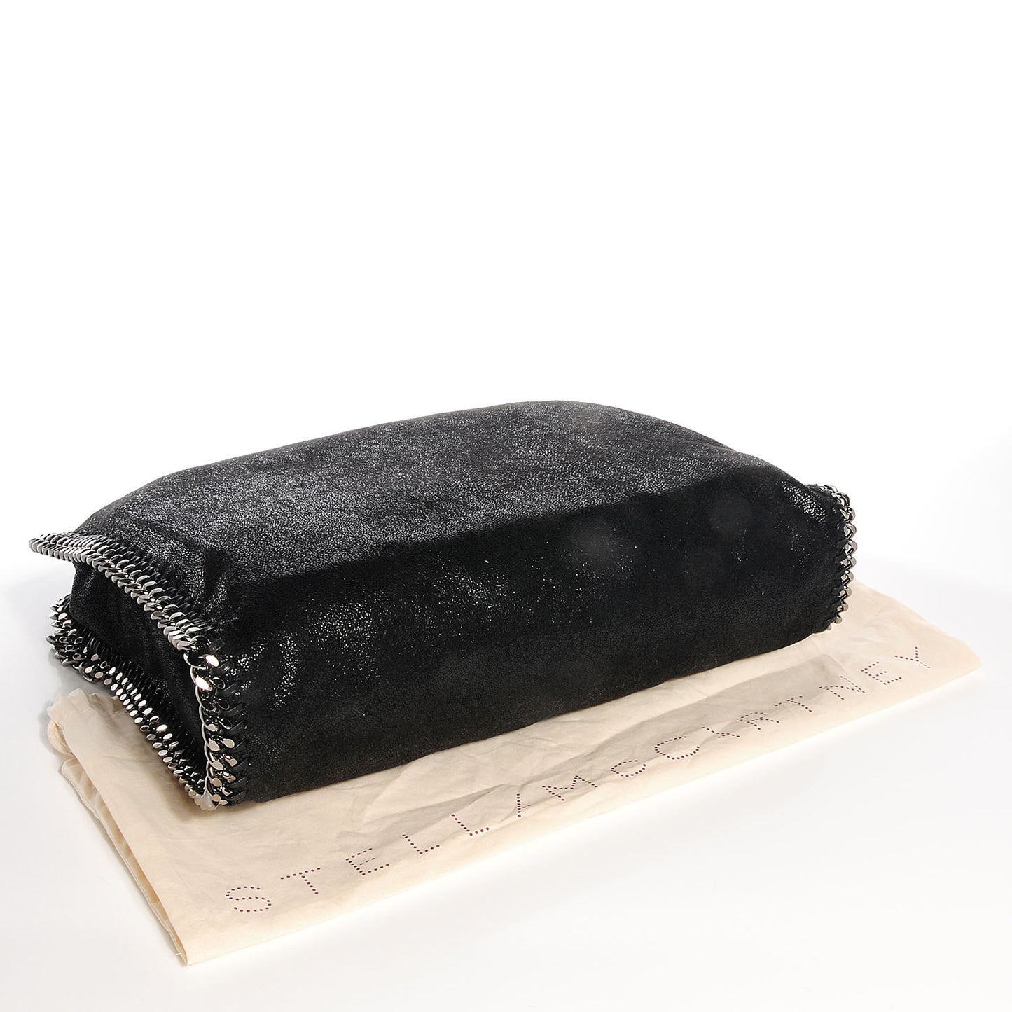 Faux Leather Shaggy Deer Falabella Fold Over Tote Black