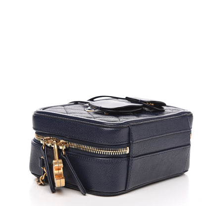 Chanel Caviar Quilted Small CC Filigree Vanity Case Navy 3 of 9