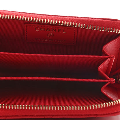 Chanel Caviar Quilted Zip Coin Purse Red 5 of 9