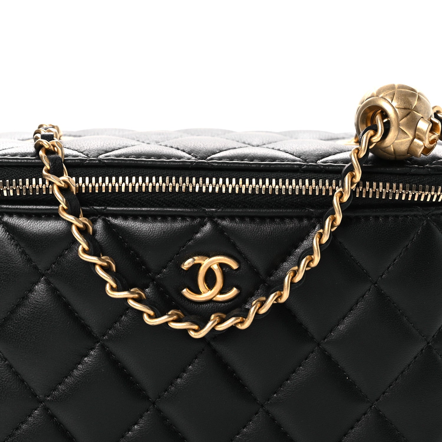 Chanel Lambskin Quilted Pearl Crush Small Vanity Case With Chain Black 8 of 12