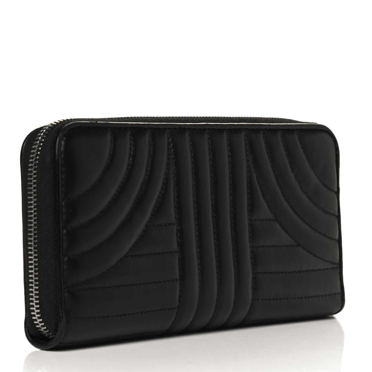 Prada Soft Calfskin Diagramme Zip Around Wallet Black 3 of 13