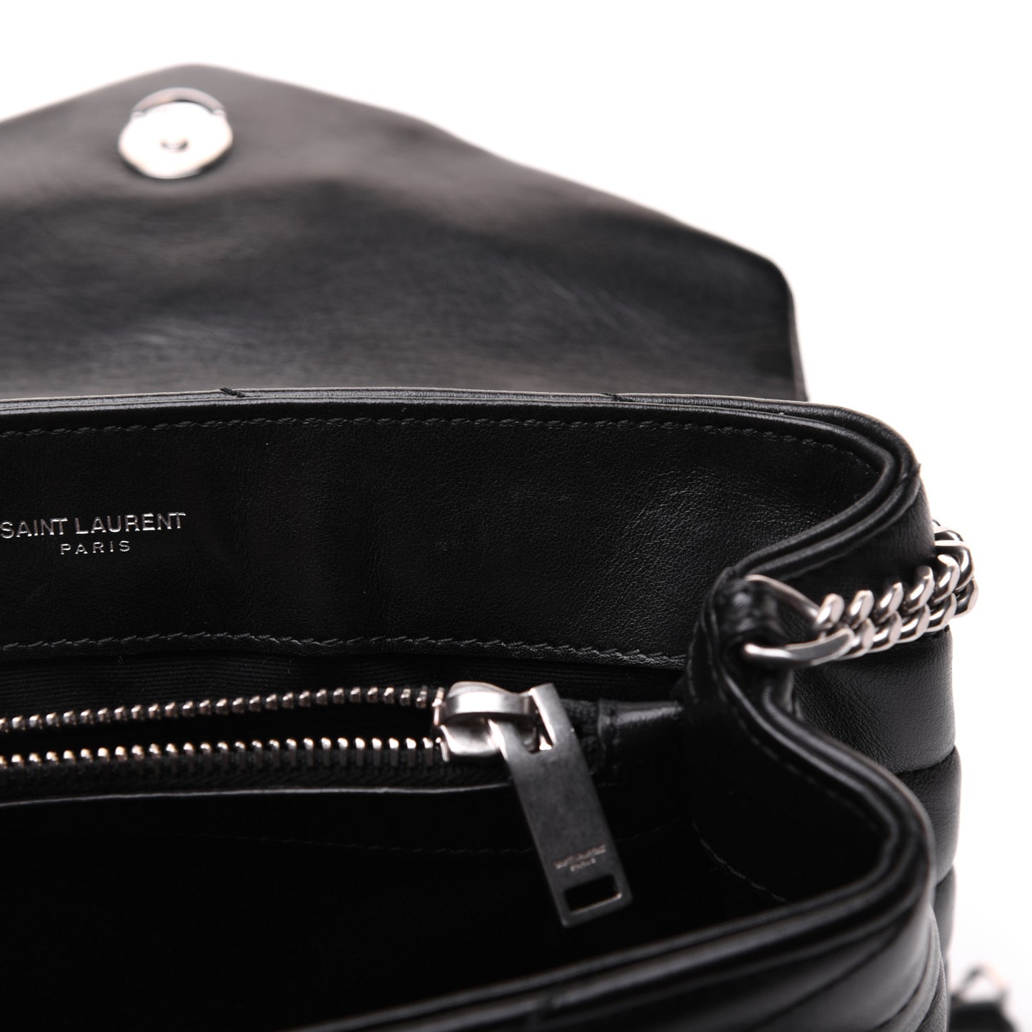 Calfskin Y Quilted Monogram Small Loulou Chain Satchel Black
