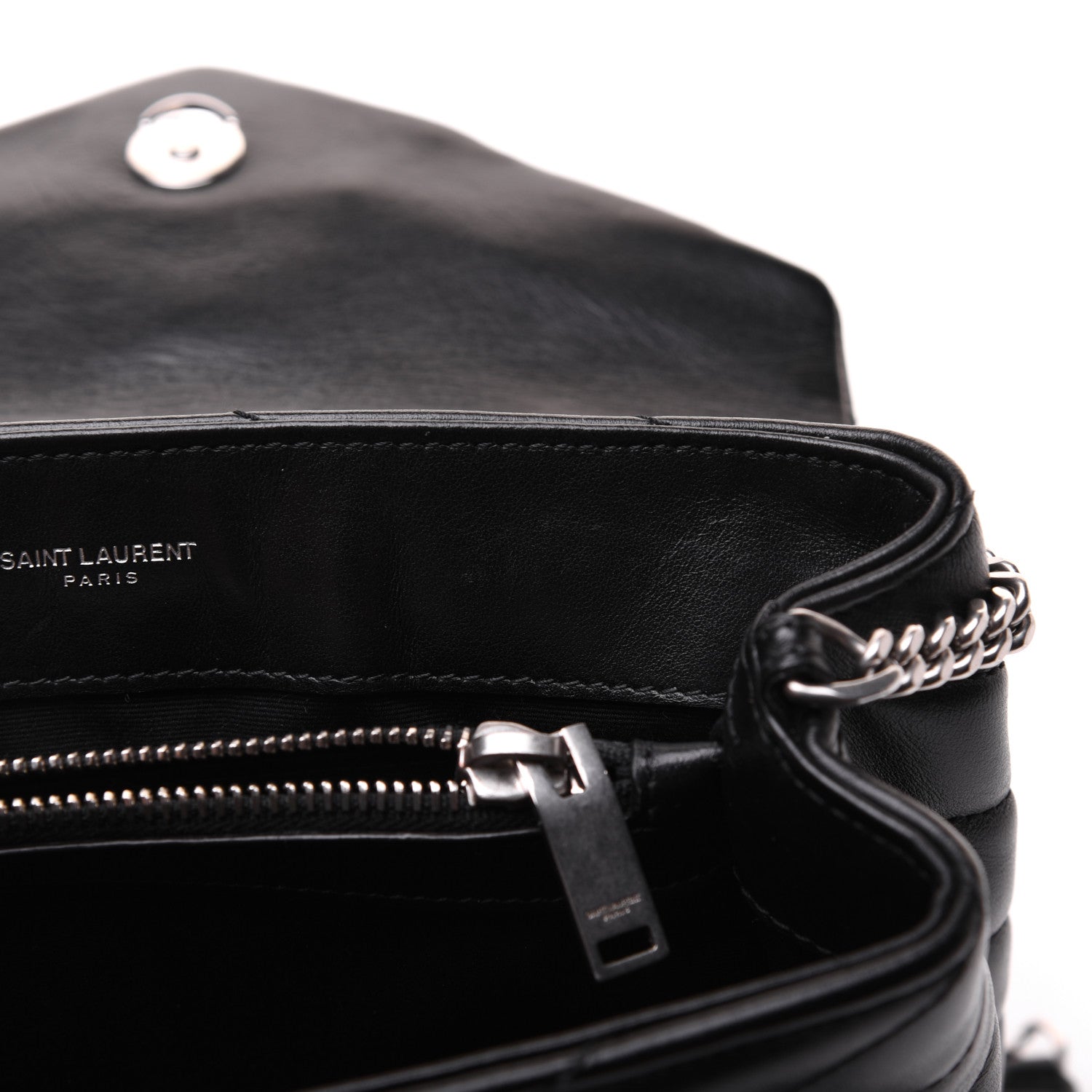 Saint Laurent Calfskin Y Quilted Monogram Small Loulou Chain Satchel Black 12 of 21