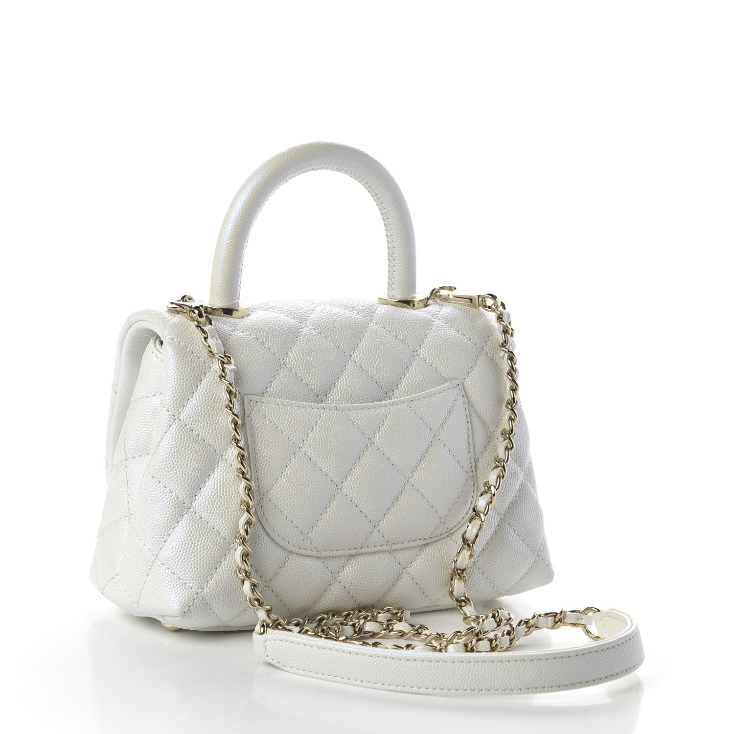 Chanel Iridescent Caviar Quilted Extra Mini Coco Handle Flap Ivory 3 of 10