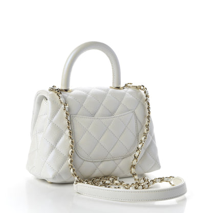 Chanel Iridescent Caviar Quilted Extra Mini Coco Handle Flap Ivory 3 of 10