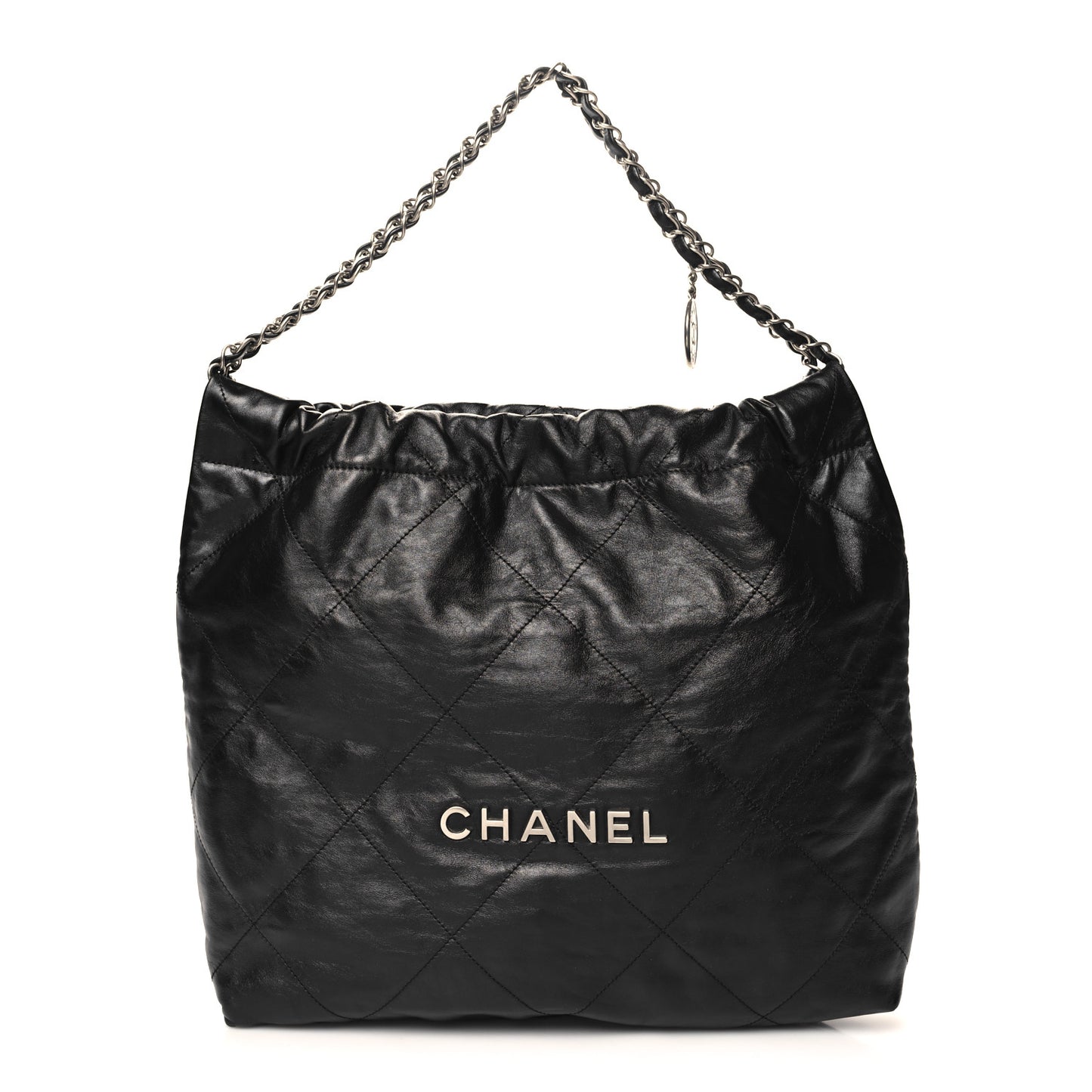 Shiny Calfskin Quilted Chanel 22 Black