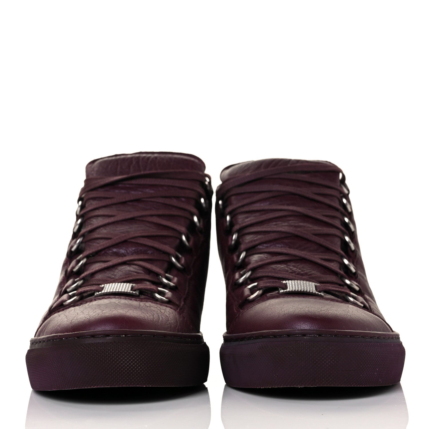 Balenciaga Agneau Arena Opaque Womens High Top Sneakers 42 Rouge Bourgogne 2 of 9