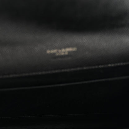Saint Laurent Grain De Poudre Matelasse Chevron Monogram Monochrome Envelope Clutch Black 5 of 7