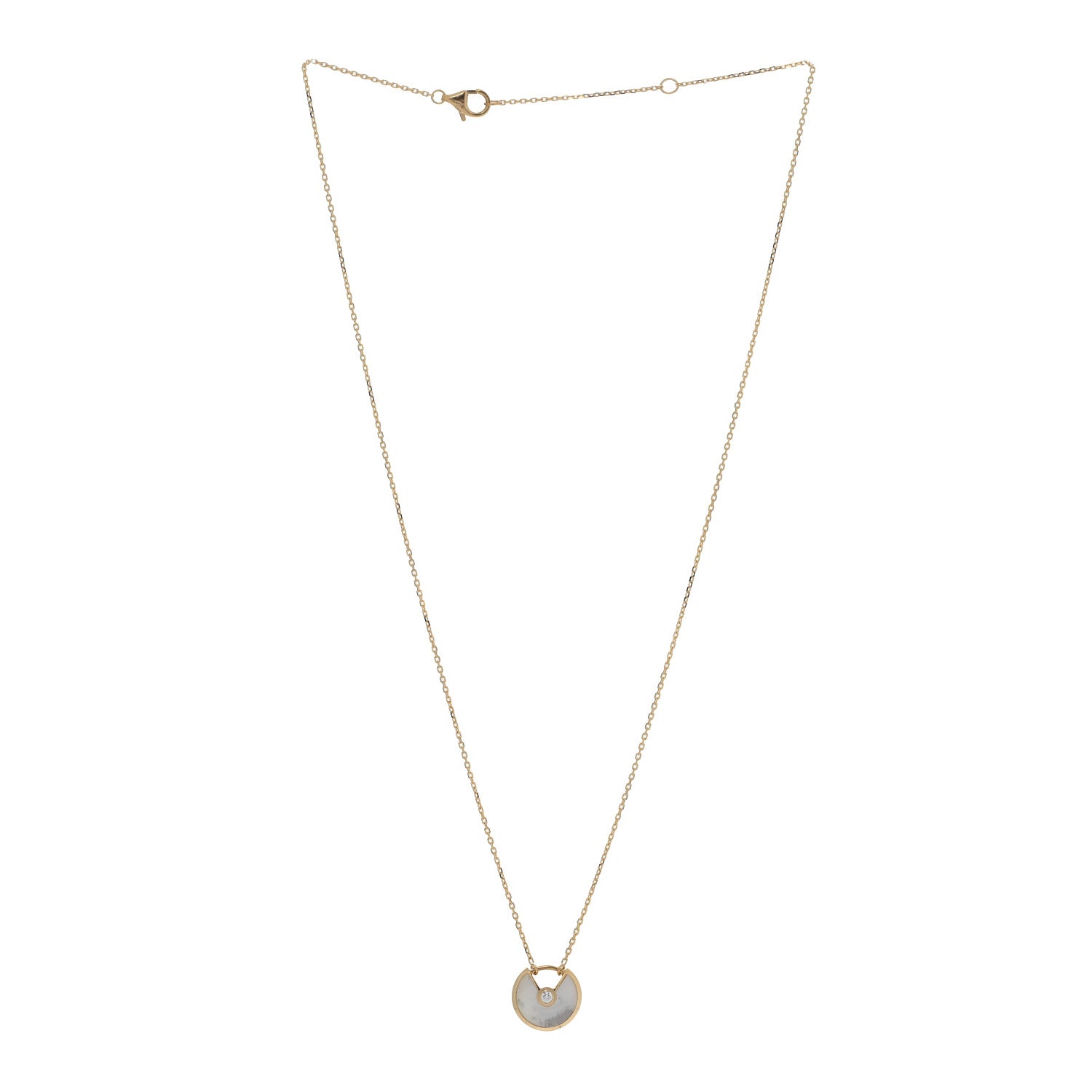 Cartier 18K Yellow Gold Diamond Mother of Pearl XS Amulette de Cartier Pendant Necklace 3 of 5