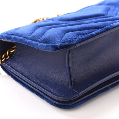 Gucci Velvet Matelasse GG Marmont Mini Bag Cobalt Blue 7 of 13