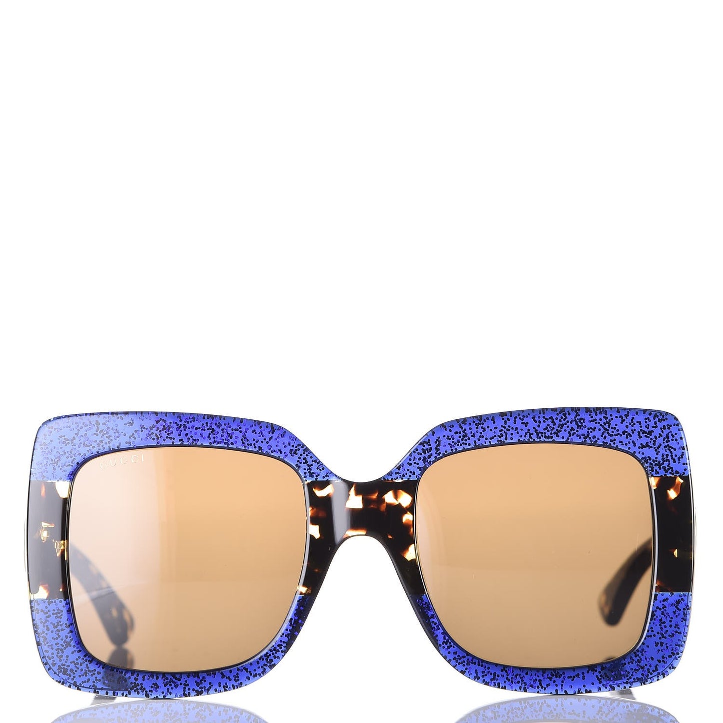 Square Frame GG0083S Sunglasses Glitter Blue Havana Brown