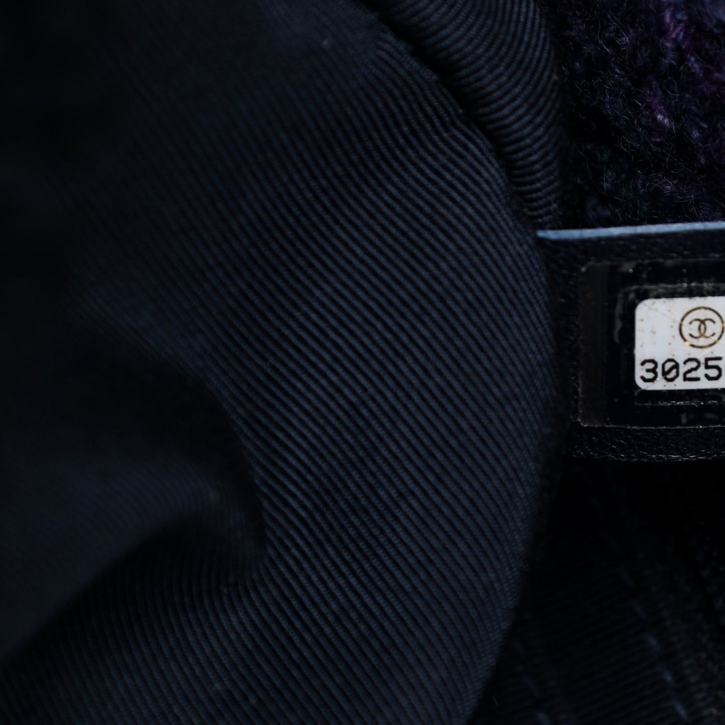 Shearling Sheepskin Tweed Quilted Single Flap Navy Purple