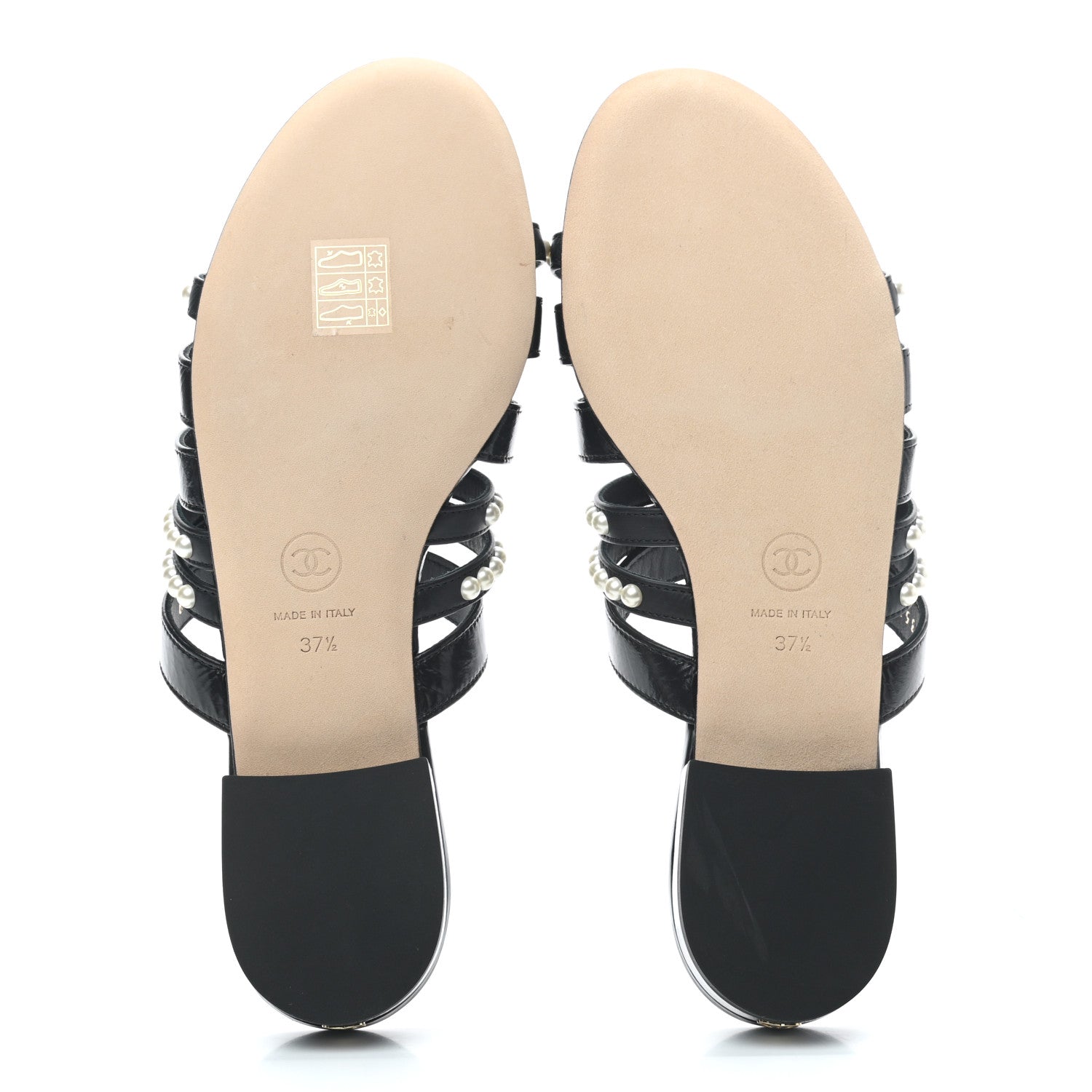 Chanel Lambskin Laminated Lambskin Pearl Mules 37.5 Black 5 of 8