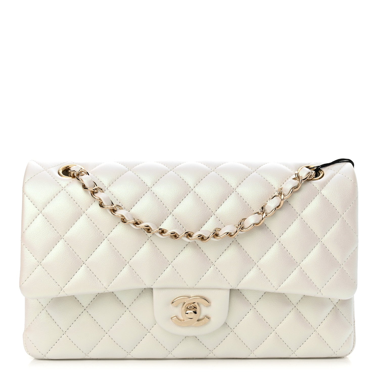 Chanel Iridescent Calfskin Quilted Medium Double Flap White 1 of 13