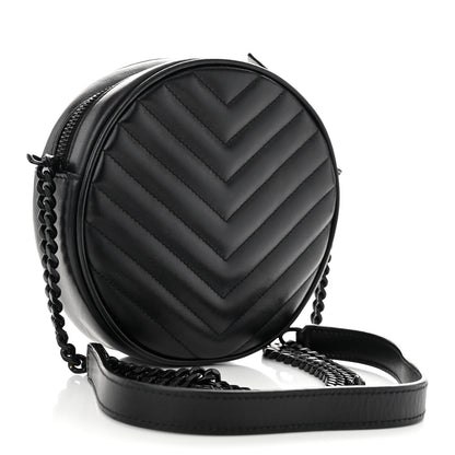 Saint Laurent Calfskin Matelasse Chevron Round Vinyle Camera Bag Black 3 of 9