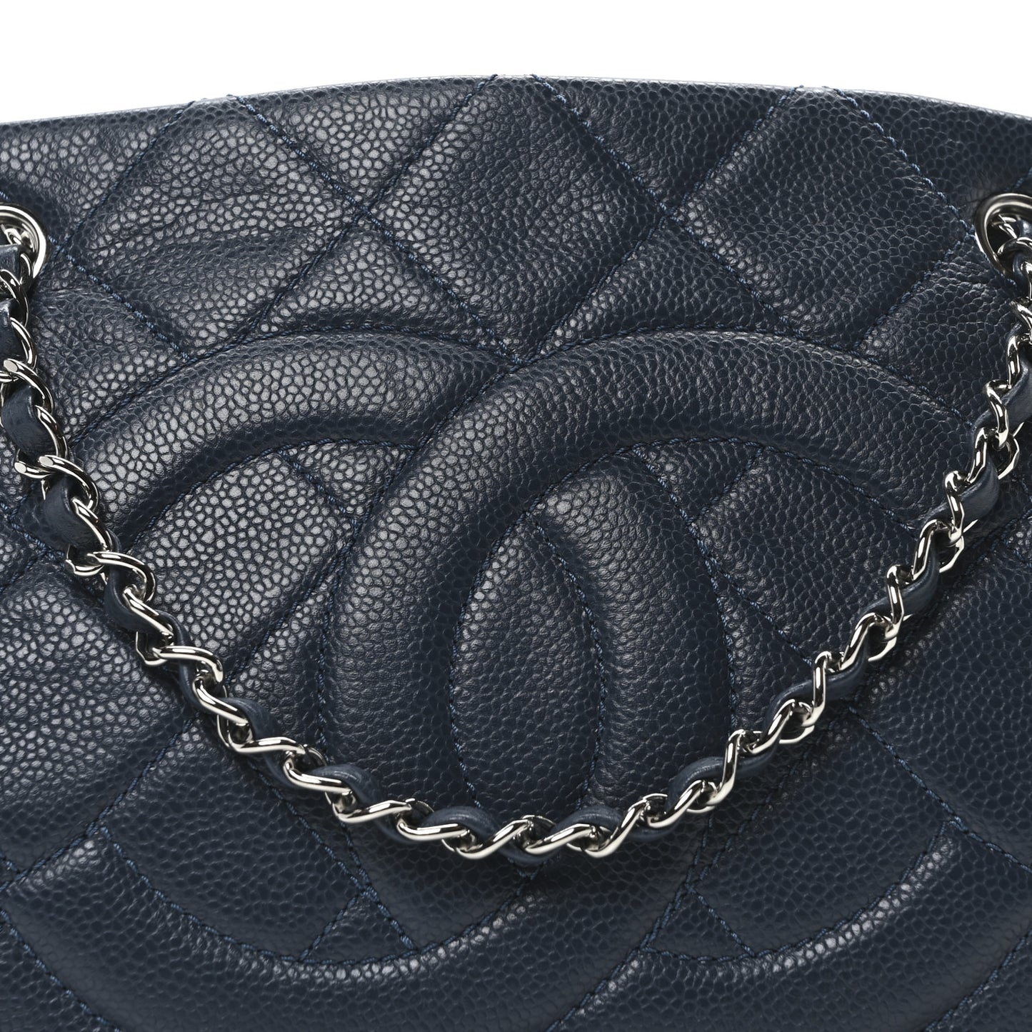 Caviar Quilted CC Timeless Soft Tote  Blue