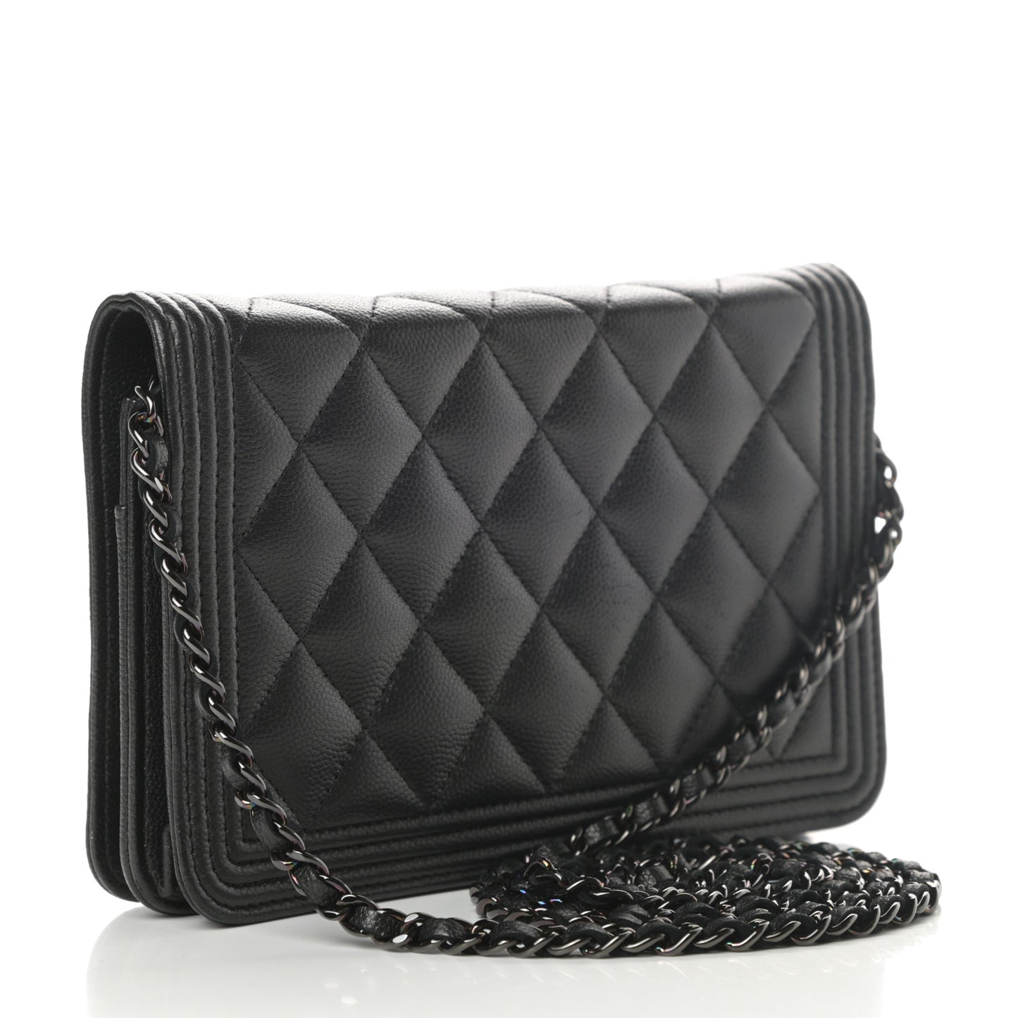 Caviar Quilted Boy Wallet On Chain WOC So Black