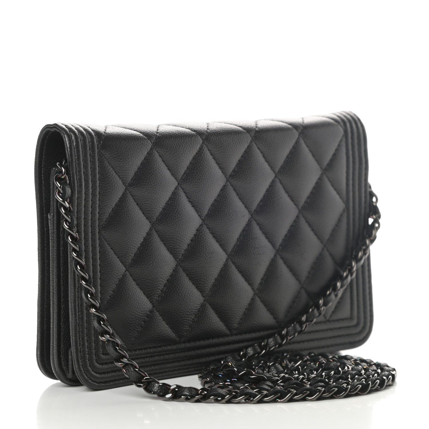 Chanel Caviar Quilted Boy Wallet On Chain WOC So Black 3 of 14