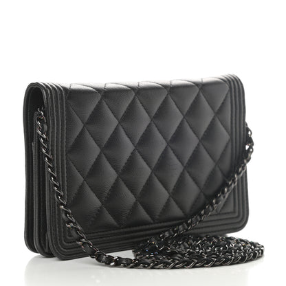 Chanel Caviar Quilted Boy Wallet On Chain WOC So Black 3 of 14