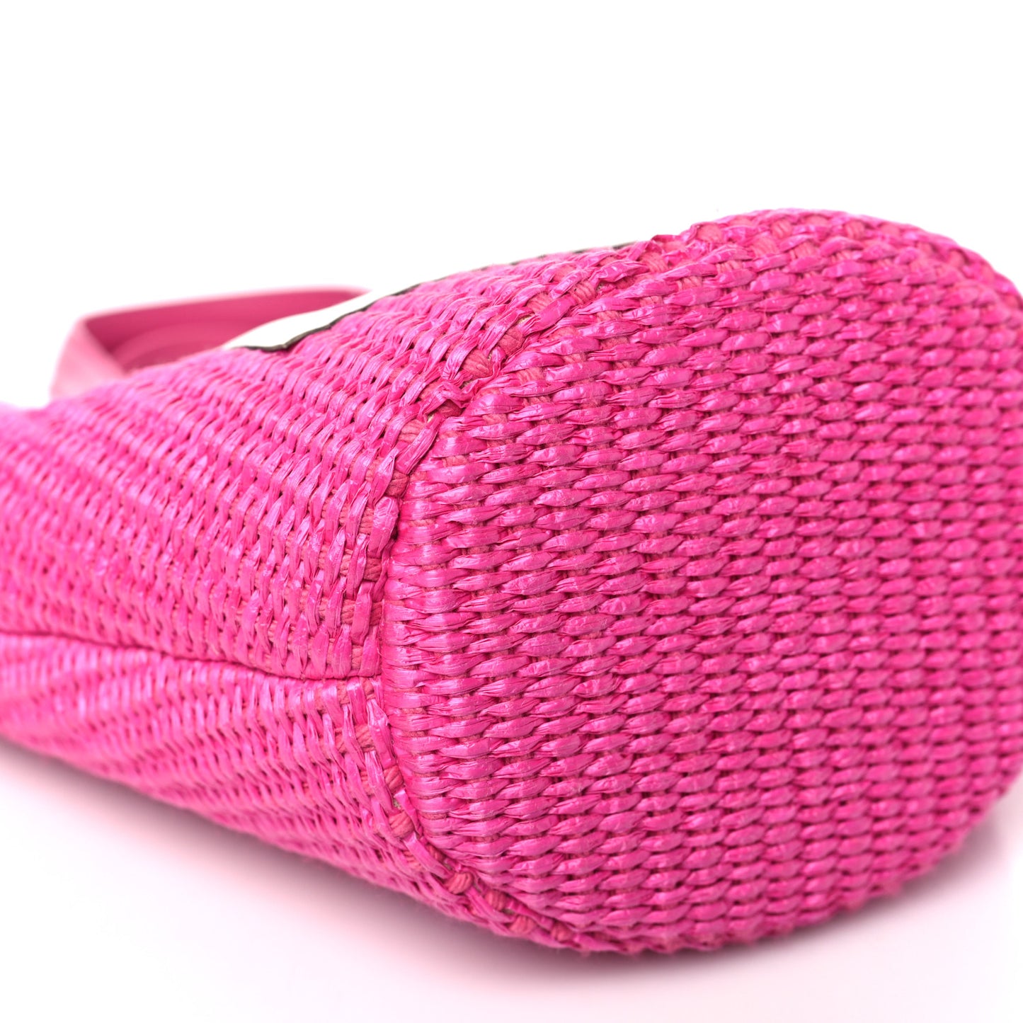 Woven Raffia Logo Tote Fuchsia