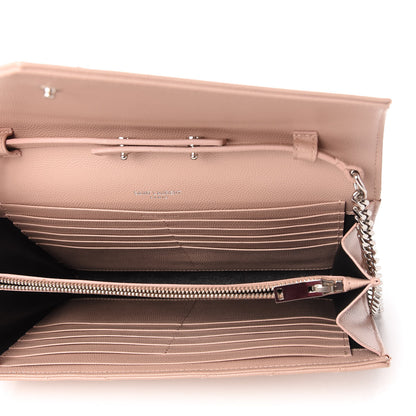 Saint Laurent Grain De Poudre Matelasse Chevron Monogram Chain Wallet Pale Pink 5 of 10