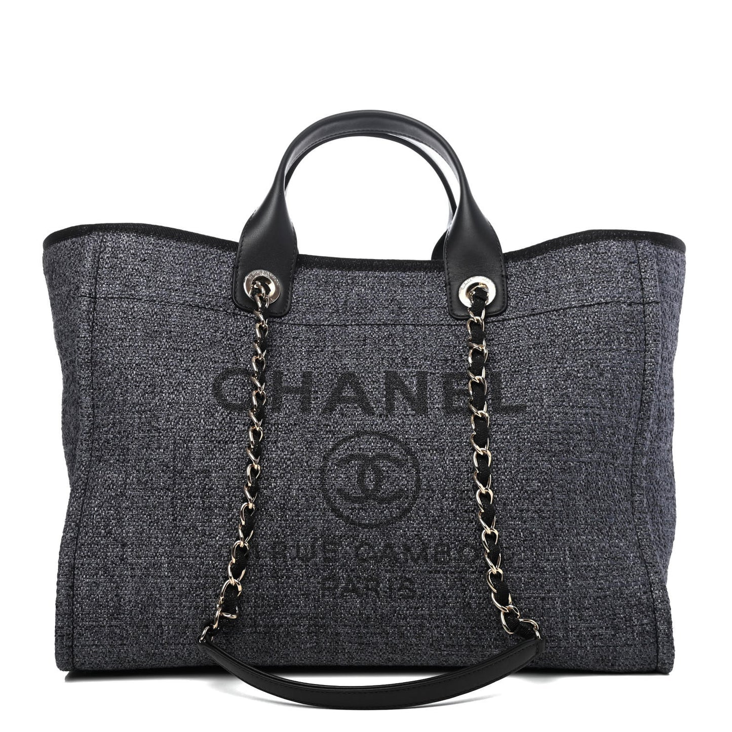 Lurex Boucle Medium Deauville Tote Black