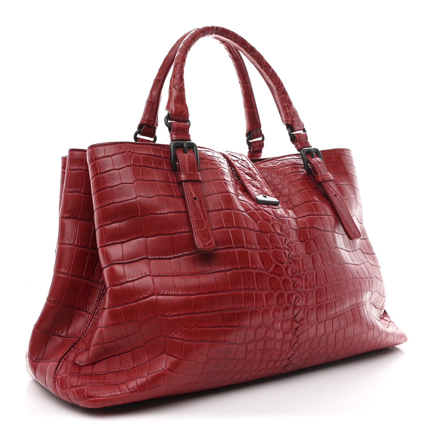 Bottega Veneta Soft Crocodile Fume Medium Roma Tote Blood 3 of 14