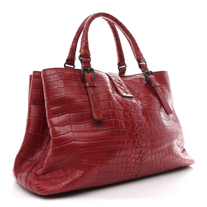 Bottega Veneta Soft Crocodile Fume Medium Roma Tote Blood 3 of 14