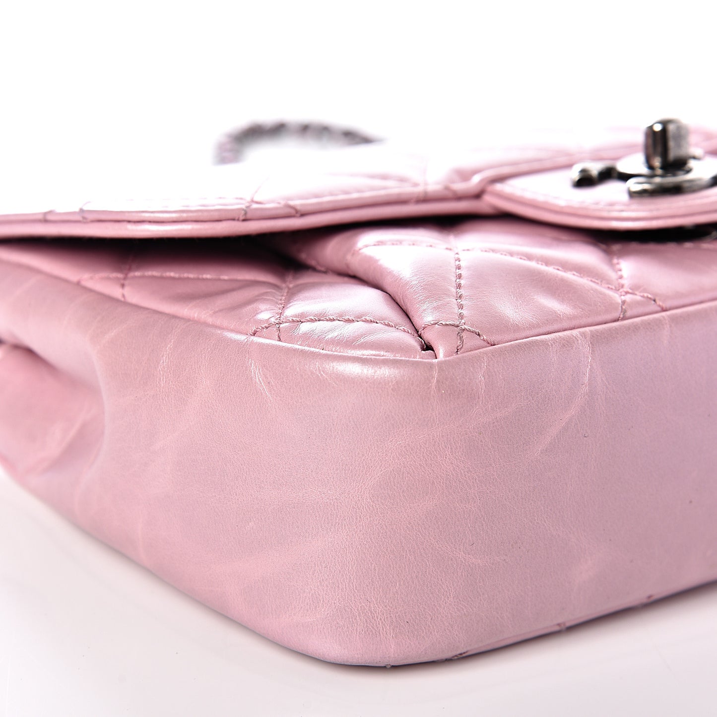 Glazed Calfskin Quilted Mini Coco Pleats Flap Pink