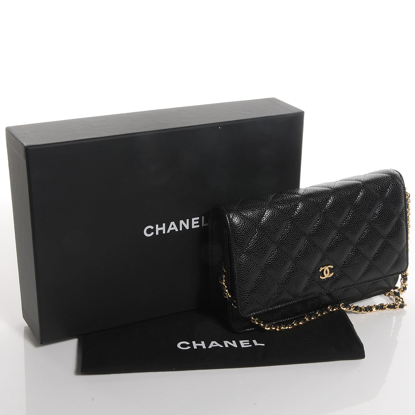 Caviar Quilted Wallet On Chain WOC Black