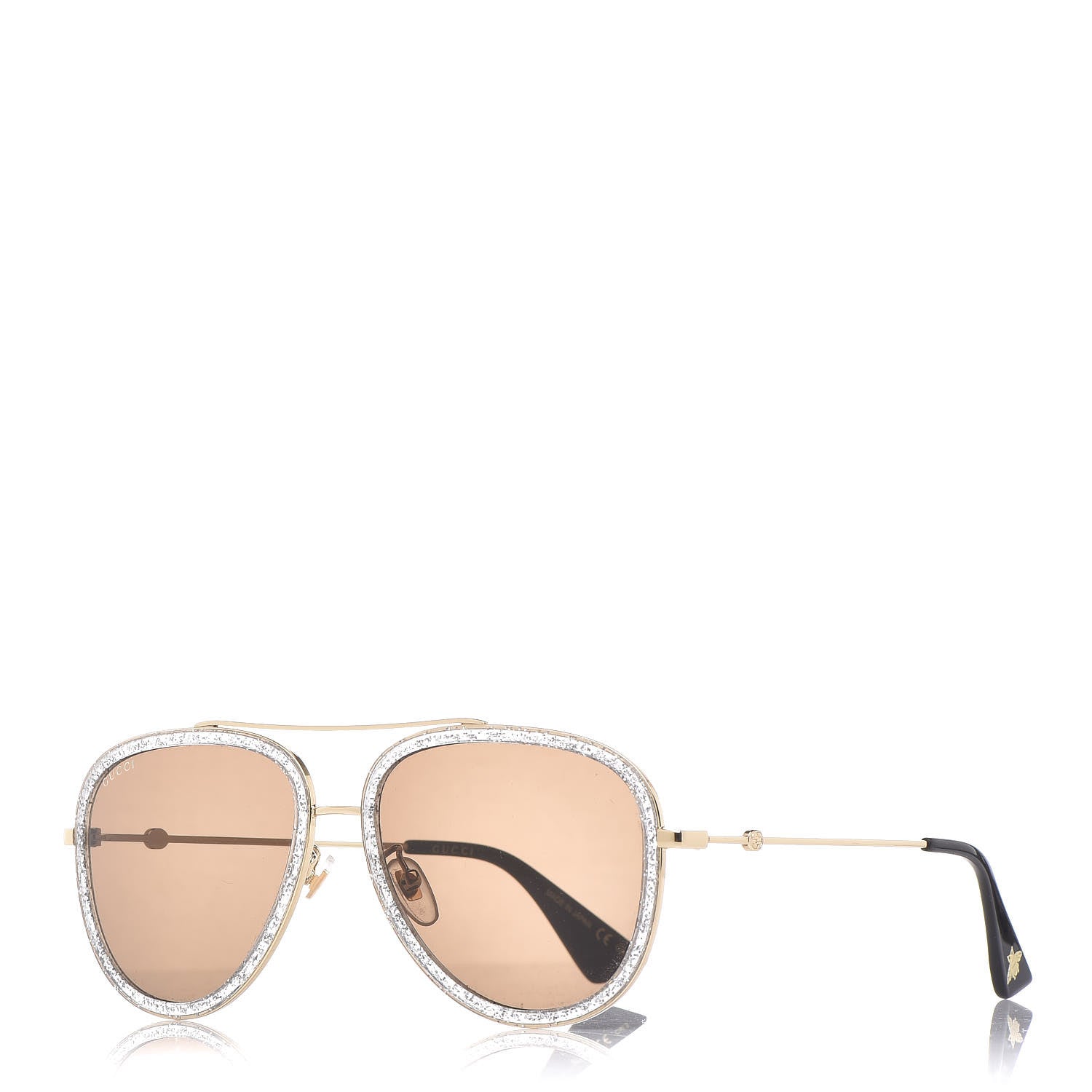 Gucci Glitter Aviator Sunglasses GG0062S Silver 1 of 6