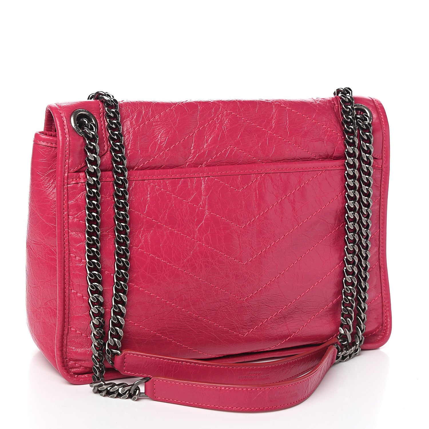 Saint Laurent Crinkled Calfskin Matelasse Monogram Medium Niki Chain Satchel Freesia 2 of 9