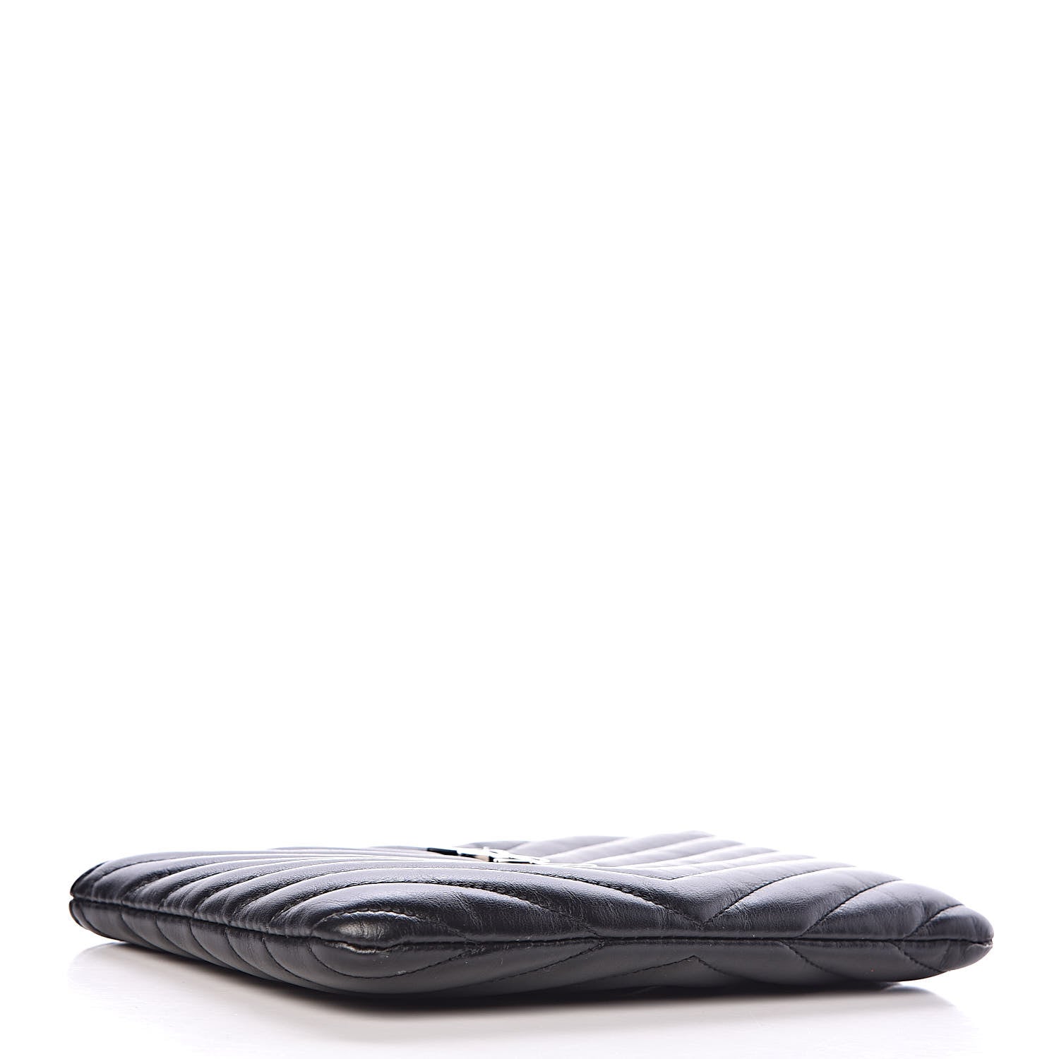 Saint Laurent Calfskin Matelasse Chevron Monogram Pouch Black 4 of 9