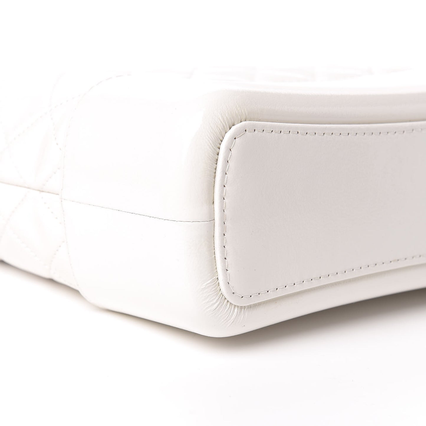 Patent Goatskin Quilted Medium Gabrielle Hobo White