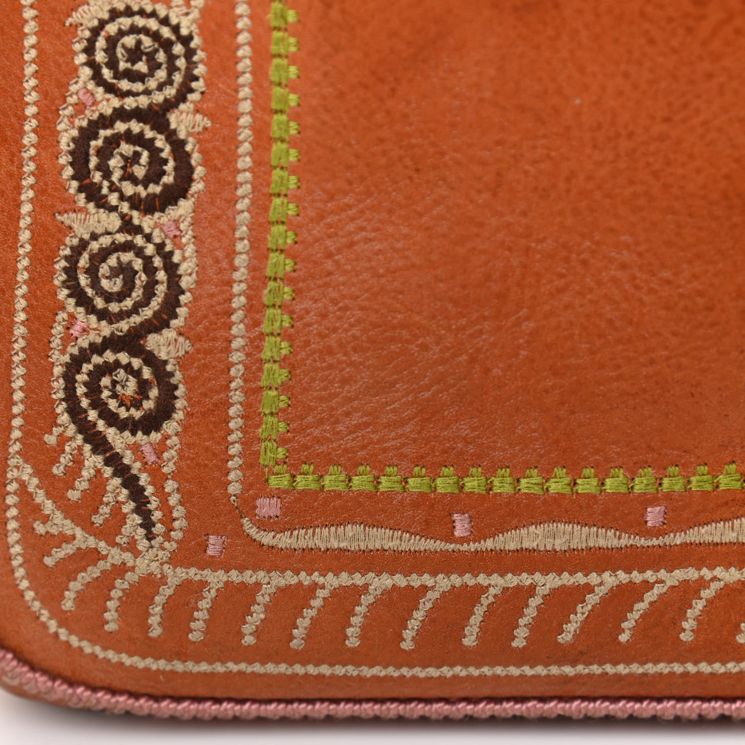 Fendi Calfskin Embroidered Baguette Brown 12 of 14