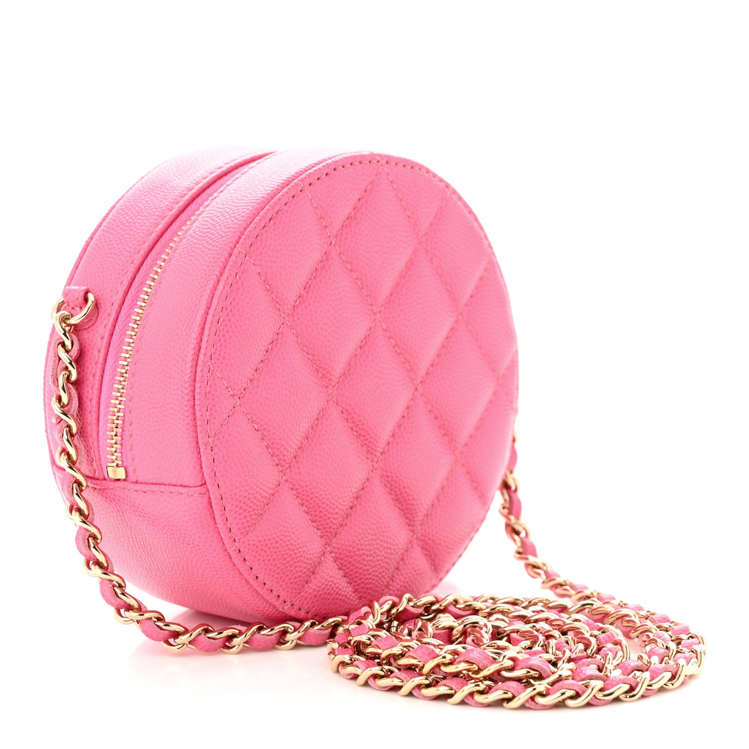 Chanel Caviar Quilted Round Clutch With Chain Pink 3 of 10