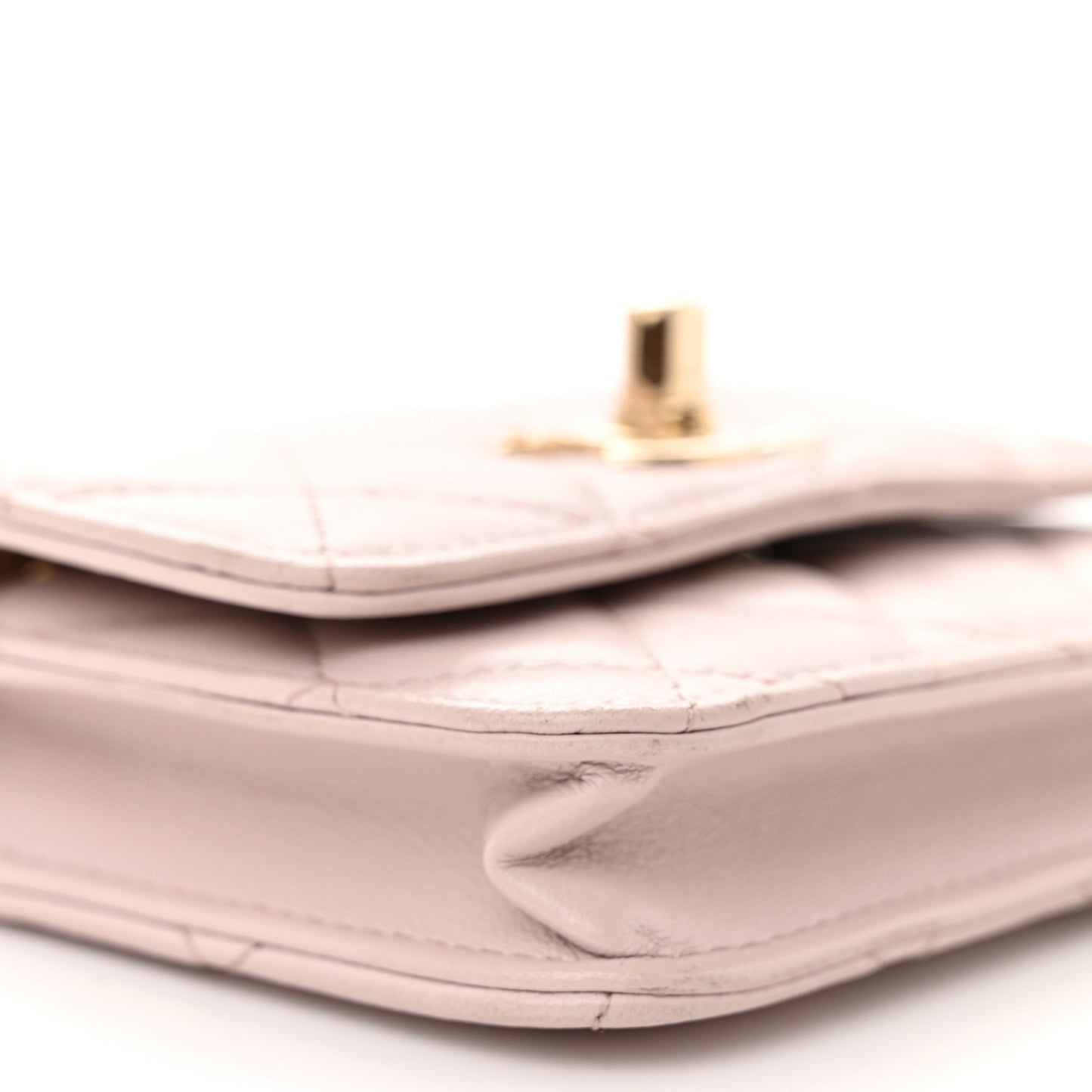 Lambskin Quilted Trendy CC Card Holder On Chain Light Pink