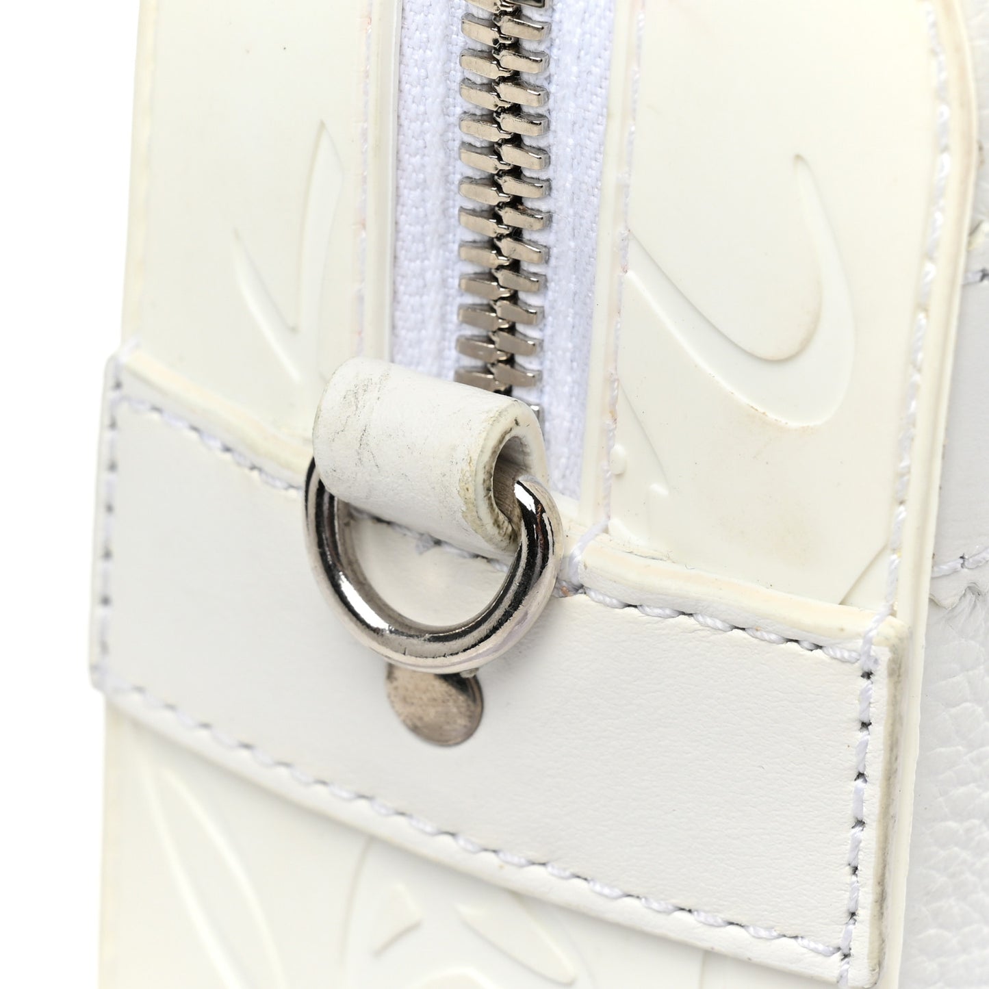 Grained Calfskin Rubber Ruisbuddy Messenger Bag White