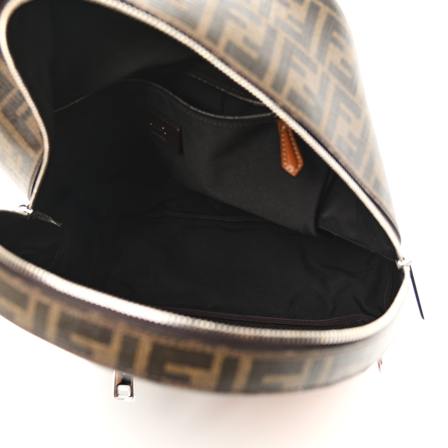 Fendi Glazed Fabric Vitello King FF 1974 Diagonal Pouch Pocket Backpack Tobacco Moro Cuoio 5 of 9